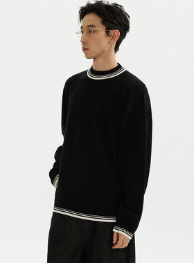 ESAT 圆领套头撞色天丝针织长袖打底毛衣