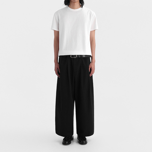 ESAT 双打褶棉莱赛尔宽松九分西裤