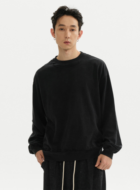 ESAT 假两件廓型水洗长袖打底圆领卫衣