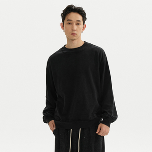 ESAT 假两件廓型水洗长袖打底圆领卫衣