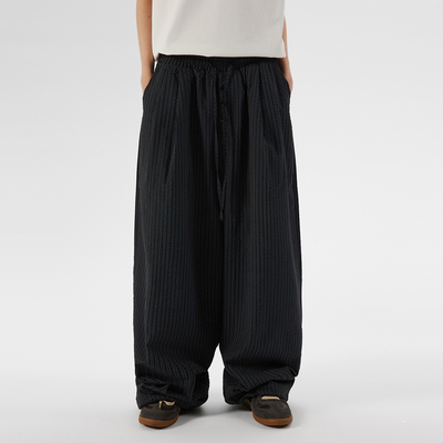 ESAT 蓝黑条纹阔版抽绳休闲长裤