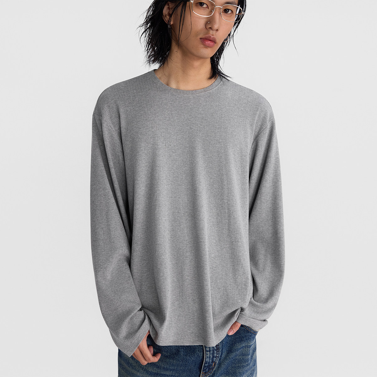 ESAT 四色麦穗提花坑条圆领套头打底衫