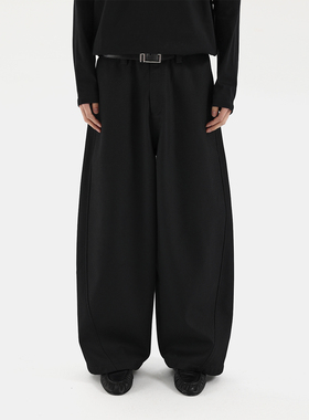 ESAT 25SS 羊毛混纺腰头双扣弯刀阔腿休闲西装长裤