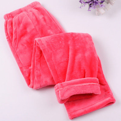 奶奶女裤加绒防寒家居保暖珊瑚绒