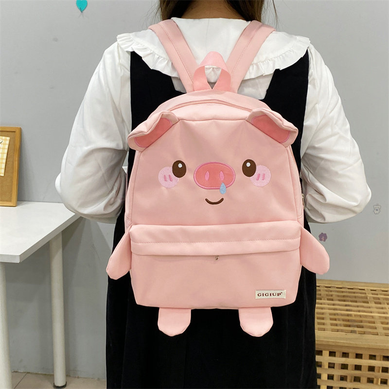吉吉向上原创正品布款鼻涕小猪百搭大容量卡通学生上课小书包