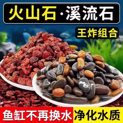 原生火山石溪流石鱼缸造景装饰专用底砂铺底颗粒生态溪水水质植物