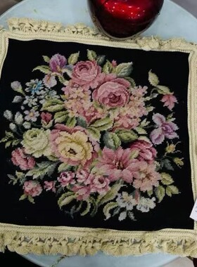 绒绣抱枕纯民族重磅工艺needlepoint民族编织抱枕纯羊毛新疆宫廷