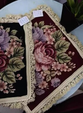 巴洛克软装高密度民族编织抱枕绒绣抱枕needlepoint绣花靠垫