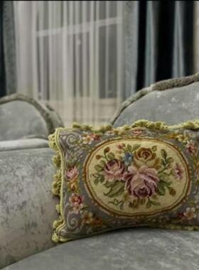 needlepoint针绣绒绣抱枕民族编织抱枕文艺复兴时期乡村欧式