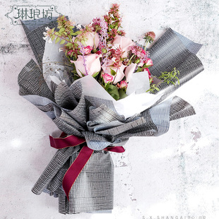 ［特价］鲜花包装纸诺莎纸渔夫网小细格子花艺花店DIY资材料防水