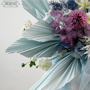 网红ins流行鲜花包装纸开业花篮兔耳朵折皱大纸褶皱花艺设计喜庆