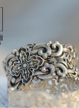 正品手手工纯银个性子民族风男女款情人镯节礼物送女友银送妈妈蒙