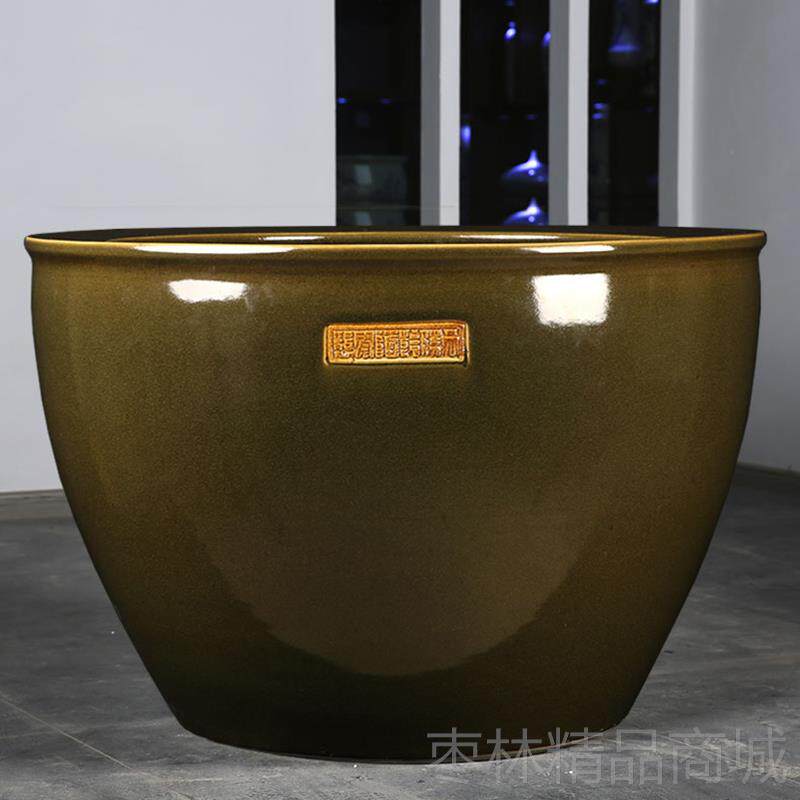 正品景德镇茶大叶釉陶瓷海缸养鱼缸睡末莲荷花盆缸门仿古水缸庭院