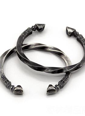 正品蒙古战镯硬汉复风古个性纯银手镯族男款手环手男链潮民风送男