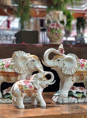 正品大象件风创意陶瓷小象摆客厅电视柜柜酒招财水装饰品乔迁新居