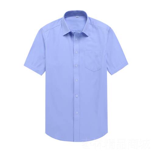 正品蓄中国衬邮政储银行男衣长袖衬衫夏季修身浅蓝色短袖工作服正