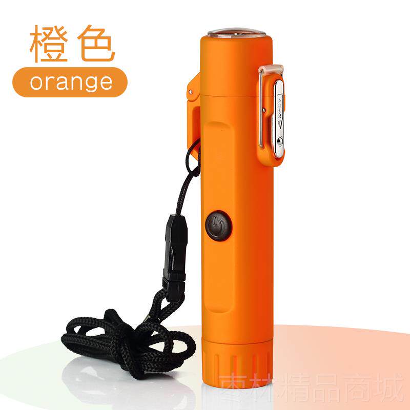 正品迷彩电弧器USB充电防风打火机男 防电子水点烟带双电筒个性创