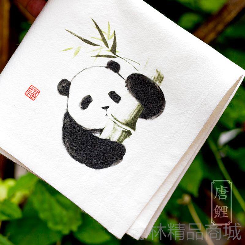 正品熊猫礼物中国古特礼品送老外国人小出国留学色手帕方巾手绢女