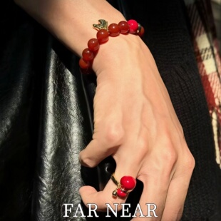 葫芦凝红玛瑙手串FAR 福禄凝红手链10mm马年新年礼物 NEAR新中式