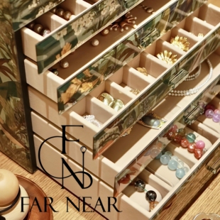 FAR 高档精致大容量保价双十一 NEAR八层侧边双开门首饰收纳盒法式