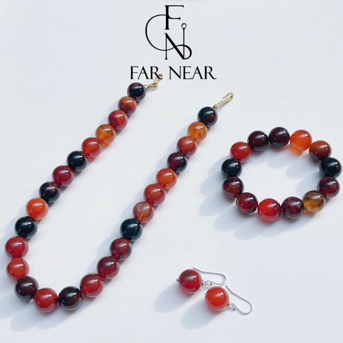 天然缠丝玛瑙手串项链吊坠套装