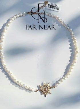 太阳花吊坠项链巴洛克珍珠手链FAR NEAR叠戴高级感轻奢小众女配饰