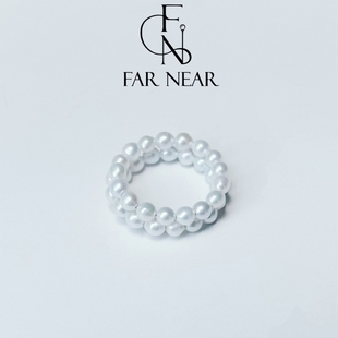 巴洛克弹力戒指天然淡水珍珠FAR NEAR开口可调节s925银镀金小米珠