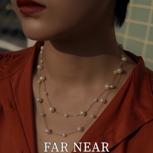 满天星极光珍珠项链FAR 叠戴轻奢小众高级感女 NEAR珍珠锁骨链长款