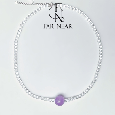 天然紫水晶项链白水晶粉水晶项链