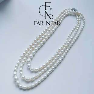 淡水珍珠项链毛衣链叠戴FAR NEAR小米珠链塔链叠戴长项链1.2米长