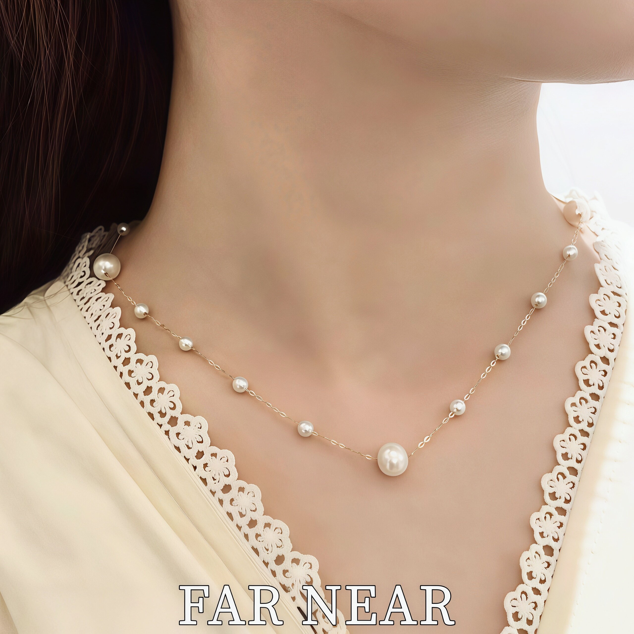 18K金满天星项链FAR NEAR淡水珍珠项链大小珠葫芦款高级百搭送礼