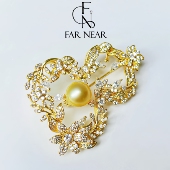 新中式 NEAR高级感葫芦胸针旗袍配饰胸花 福禄胸针10mm南洋金珠FAR