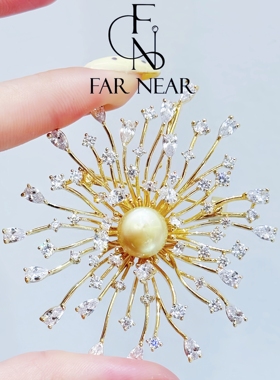 南阳金珠璀璨烟花胸针FAR NEAR绽放烟花轻奢高级感小众胸花别针女