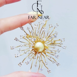 南阳金珠璀璨烟花胸针FAR NEAR绽放烟花轻奢高级感小众胸花别针女