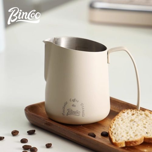 Bincoo大斜口拉花缸304不锈钢专业咖啡打奶缸带刻度尖嘴奶泡杯