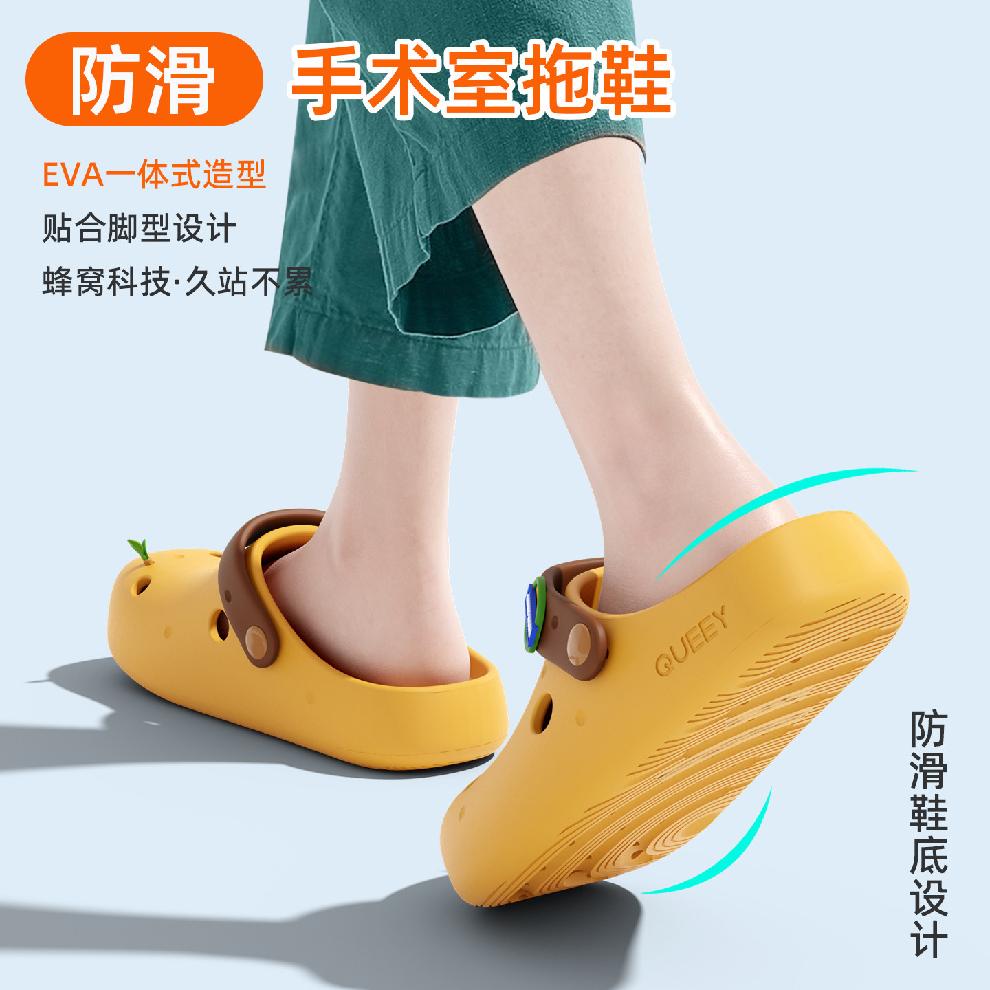 医护级防滑洞洞鞋女夏季新款外穿防滑厚底透气手术室防滴溅拖鞋女