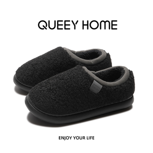 包跟外穿棉拖鞋男冬季2025新款厚底防滑室内毛绒保暖踩屎感棉鞋女