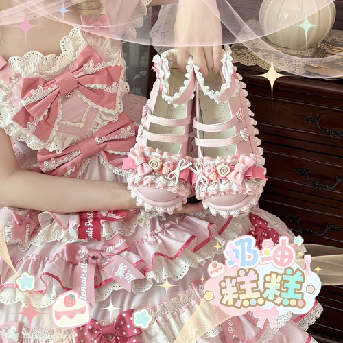 【现货】奶油糕糕 芝士芒芒物语原创lolita圆头厚底鞋doll感可爱