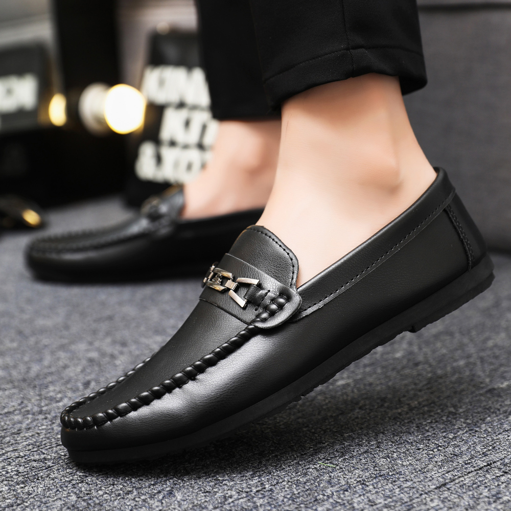 氧鹿英伦风豆豆鞋休闲皮鞋