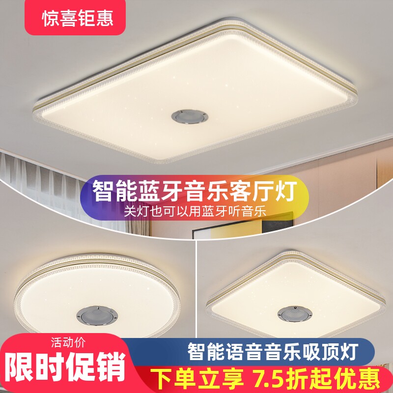 led超薄客厅吸顶灯蓝牙音乐卧室灯语音声控房间灯2024新款遥控灯