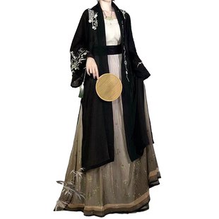 仙楚姬原创汉服【蓝烟】宋制对襟长衫百迭裙汉元素日常春夏款