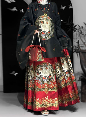 仙楚姬【马上有钱】原创汉服女明制新中式圆领袍马面裙气质秋冬款