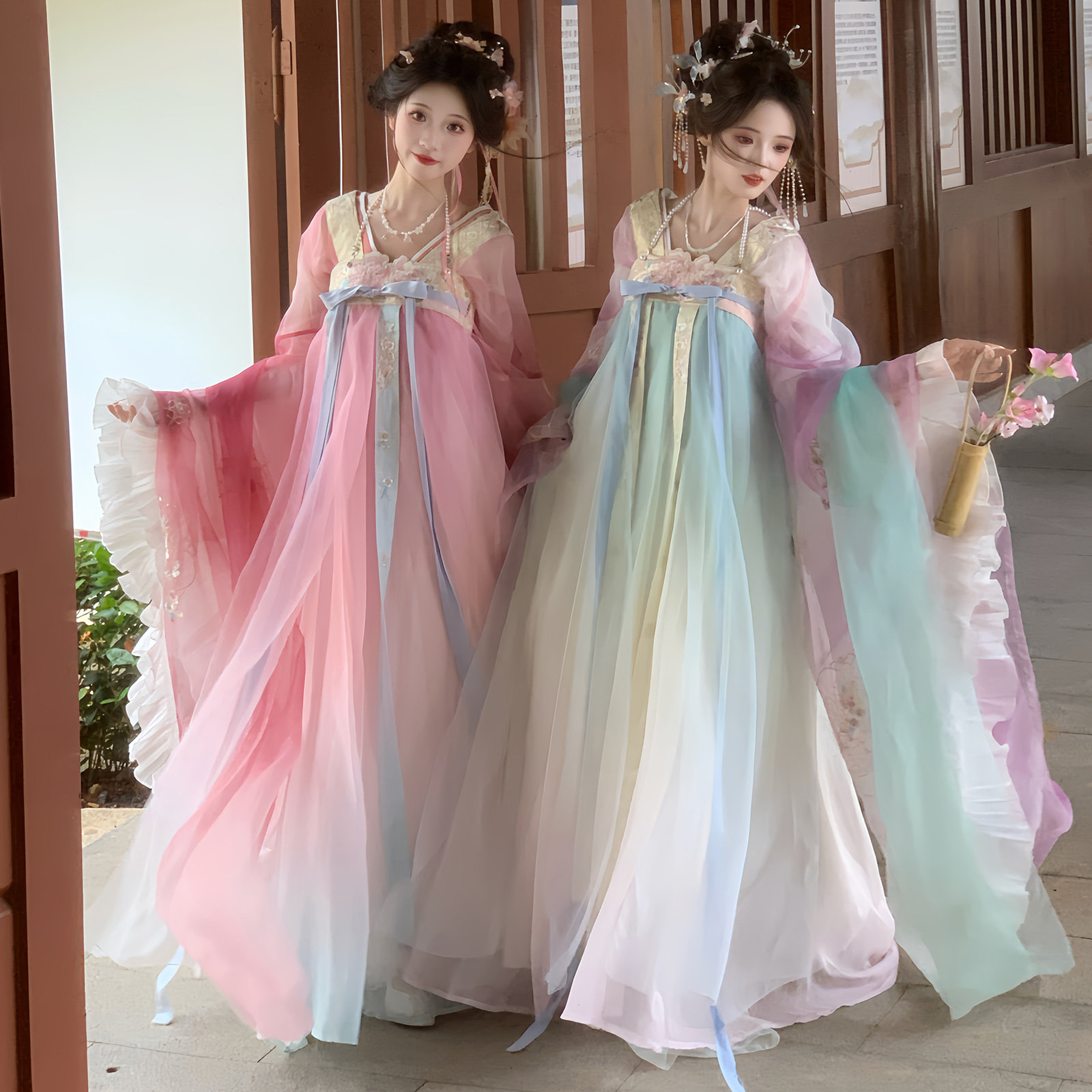 仙楚姬【镜花眠】原创汉服女唐制齐胸绣花渐变襦裙甜美日常春夏款图片