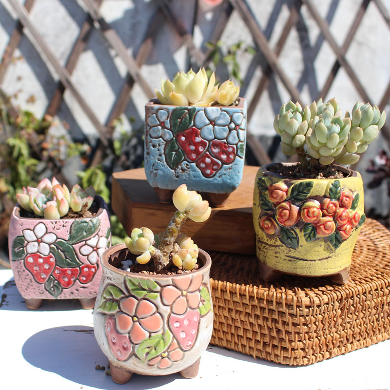 浮雕透气清仓特价批发多肉花盆
