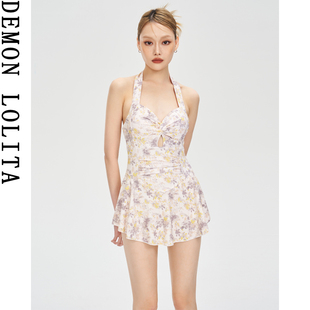 夏遮肚显瘦保守高级感碎花度假学生游泳装 泳衣女裙式 连体2025新款