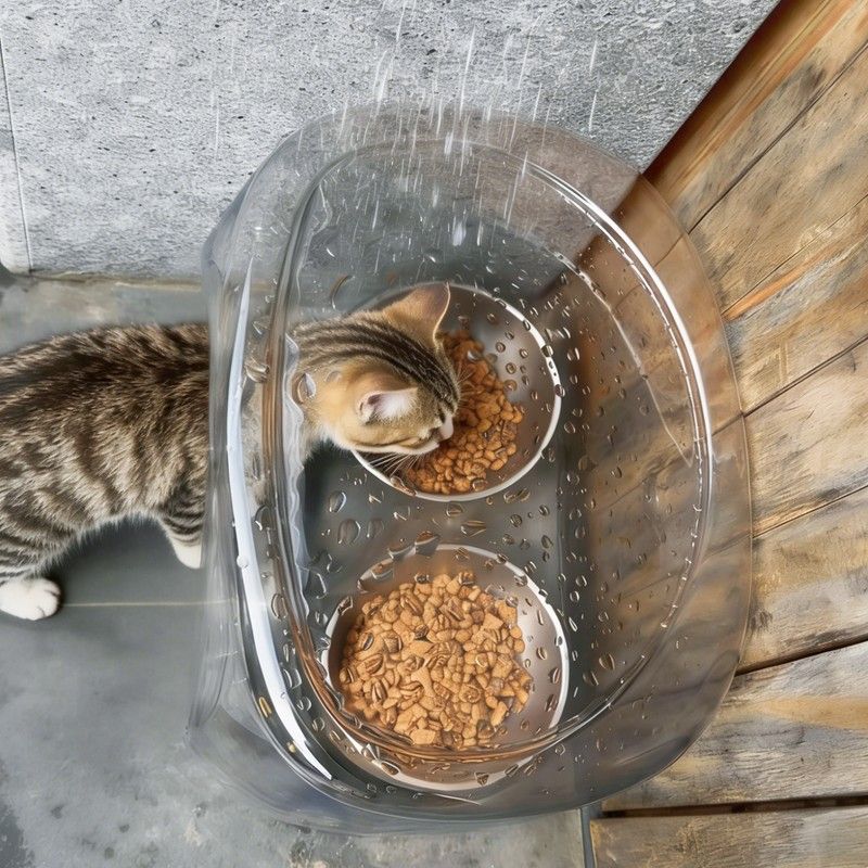 流浪猫户外窝透明喂食碗防雨棚防潮防蚁虫喂食器隐蔽环保猫狗通用