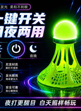 发光羽毛球夜光耐用耐打练习防风羽毛球夜用夜间荧光带灯室外塑料