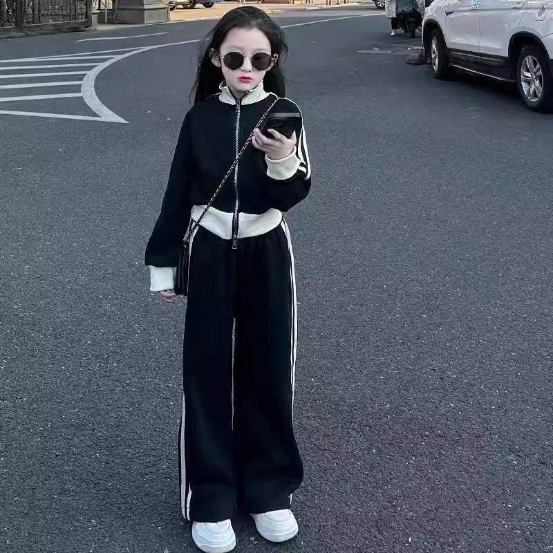 专柜正品女童春秋季立领卫衣套装