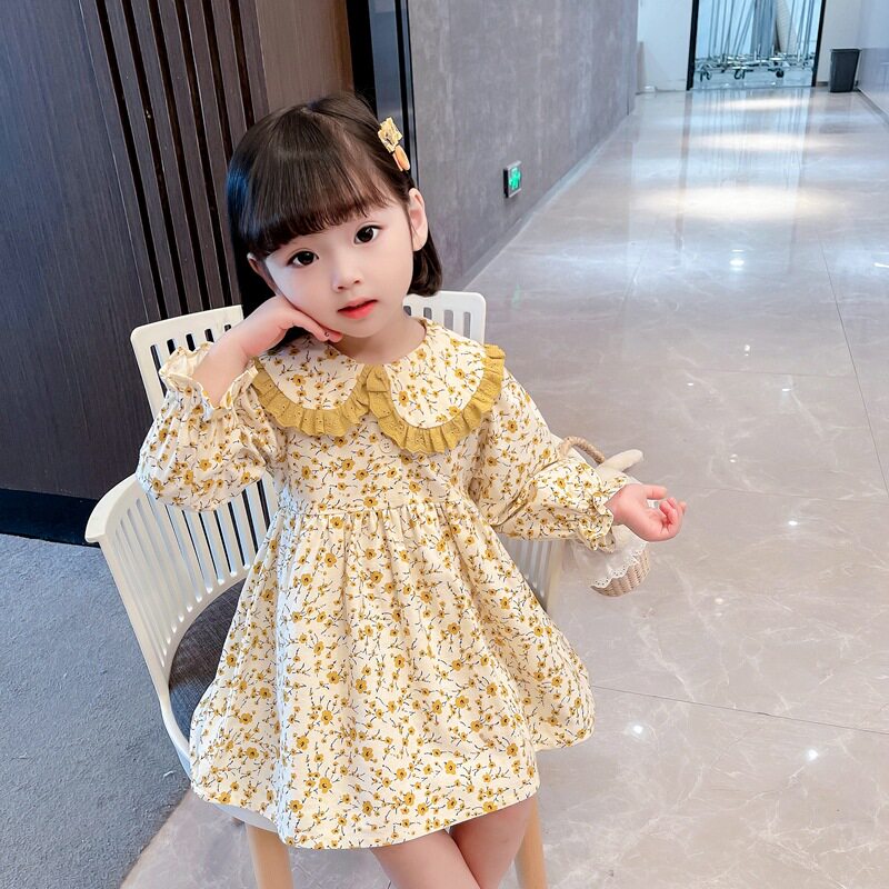 品牌新款女童连衣裙春秋装碎花裙