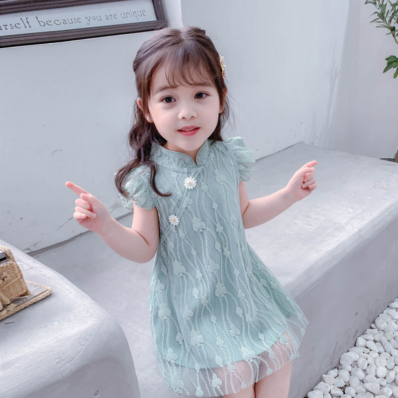 品牌专柜女童旗袍连衣裙夏季
